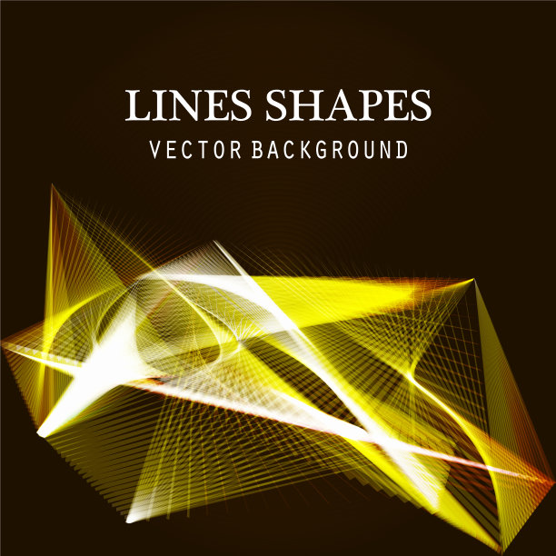 线条形状照明抽象在金色的黑暗图片下载