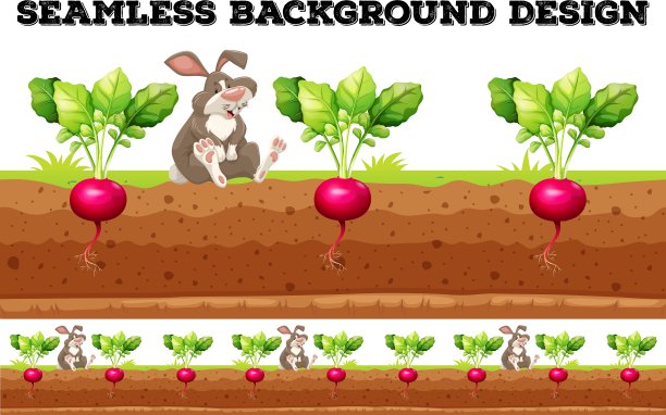 无缝背景萝卜和兔肉图片下载