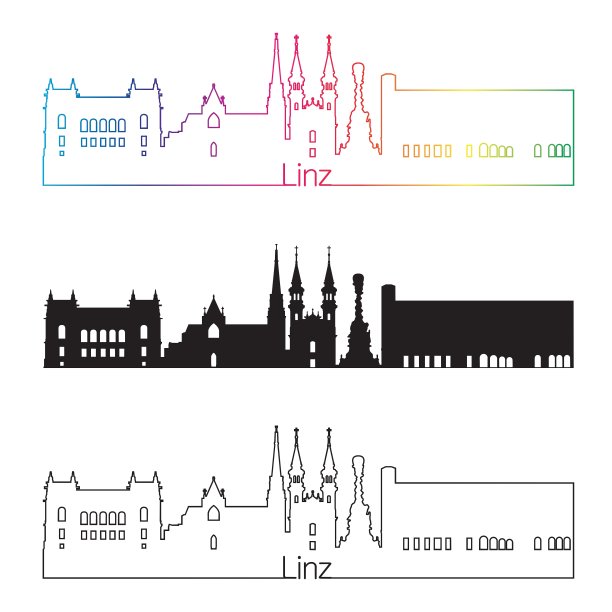林茨天际线风格与彩虹图片下载