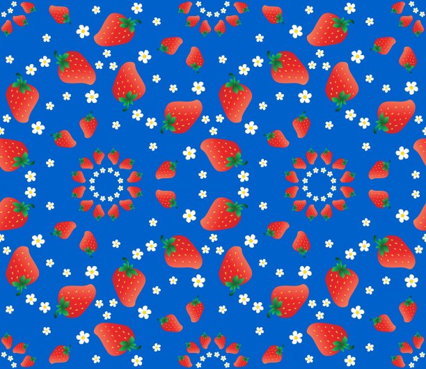 蓝底草莓图案图片下载