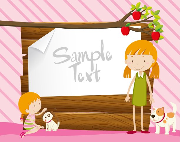 边框设计与女孩和狗图片下载