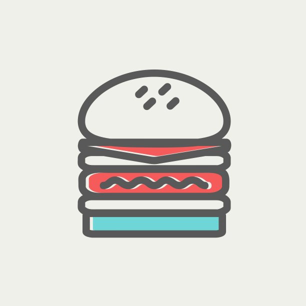 双汉堡细线图标图片下载