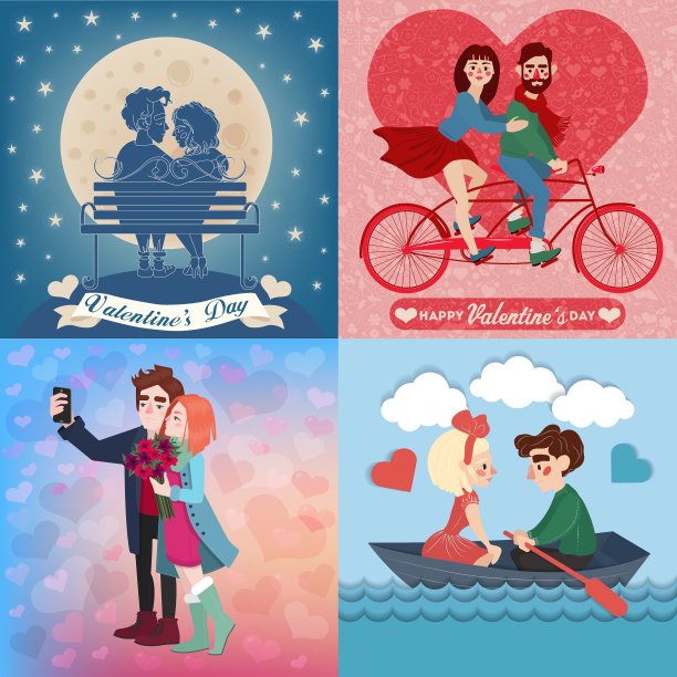 情人节贺卡与年轻幸福的夫妇图片下载