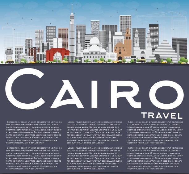 开罗的天际线，灰色的建筑和蓝天图片下载