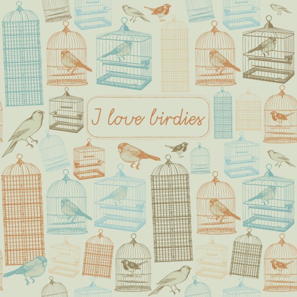 鸟笼背景图案图片下载