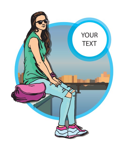 年轻女子穿着休闲的衣服上了城图片下载