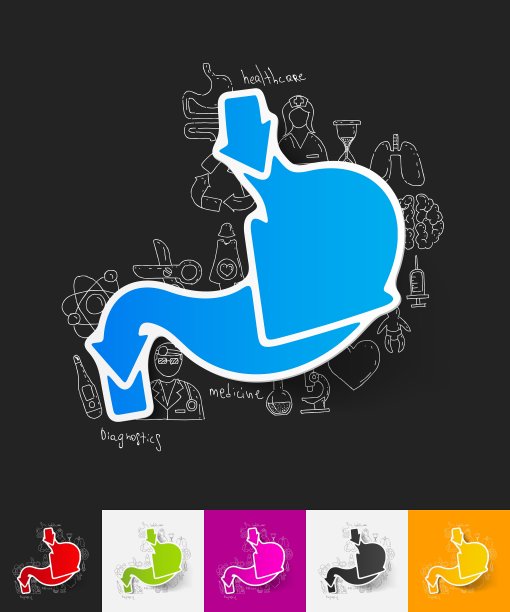 胃纸贴纸与手绘元素图片下载