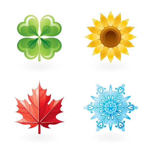 四季自然平面图标设置绿色三叶草图片下载