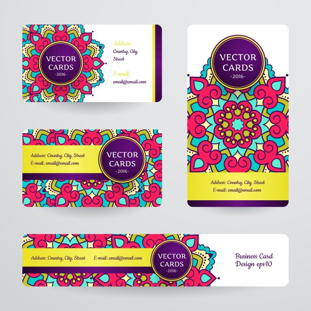 带有曼荼罗的名片图片下载