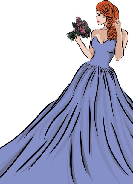 新婚夫妇亲吻新婚素描EPS图片下载