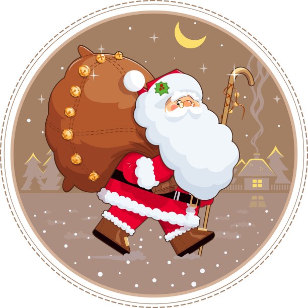 圣诞老人带着礼物图片下载