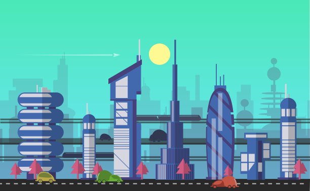 繁华都市与现代都市景观模版图片下载