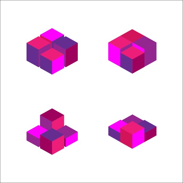 集几何立方体时尚平面设计图片下载