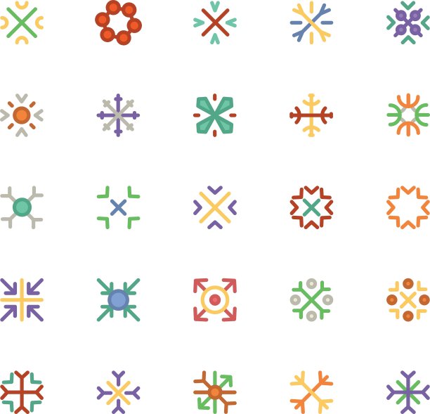 彩色雪花图标 3图片下载