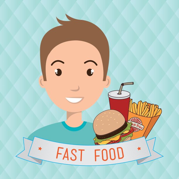 男人卡通快餐图片下载