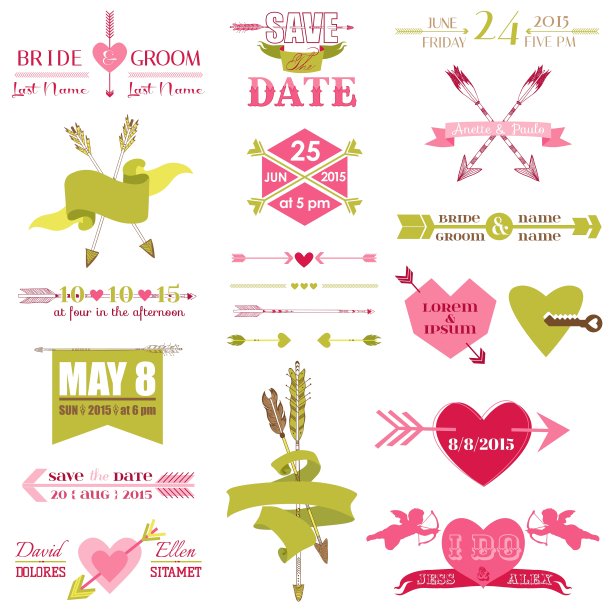 情人节和婚礼图形集图片下载