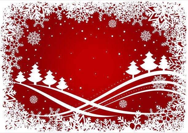 松树和雪花的圣诞背景图片下载