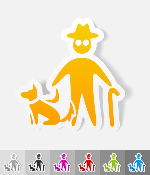 现实的设计元素老人和狗图片下载