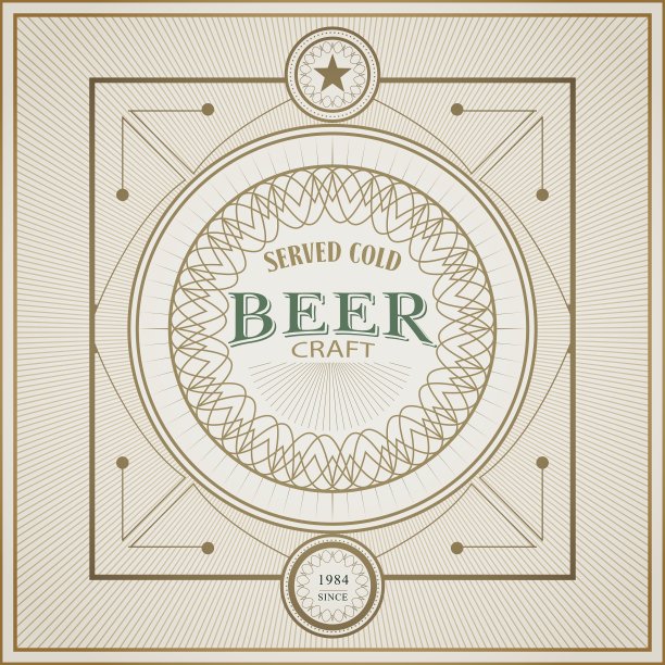 好的精酿啤酒酿酒厂vintage标签图片下载