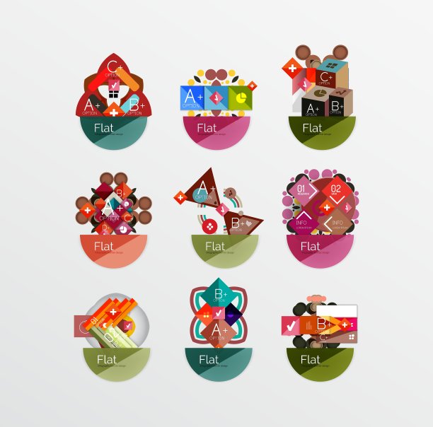 一组具有选项的抽象几何形状图片下载