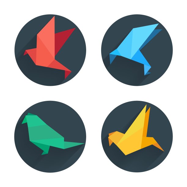 折纸平面的鸟在抽象的圆图片下载