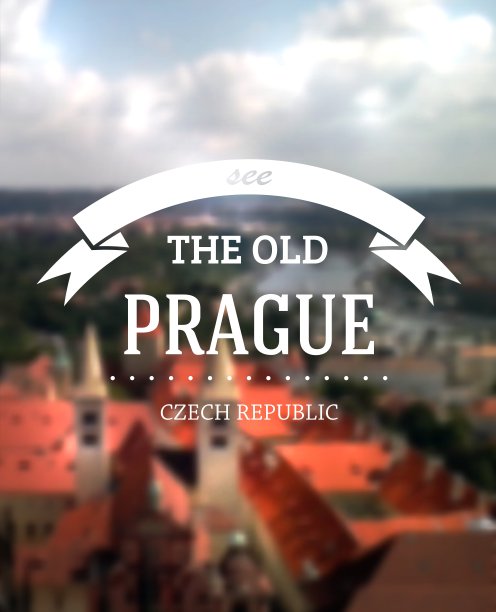 一张模糊的布拉格照片上的旅游海报图片下载