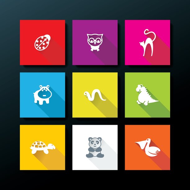 扁平的婴儿玩具图标集图片下载