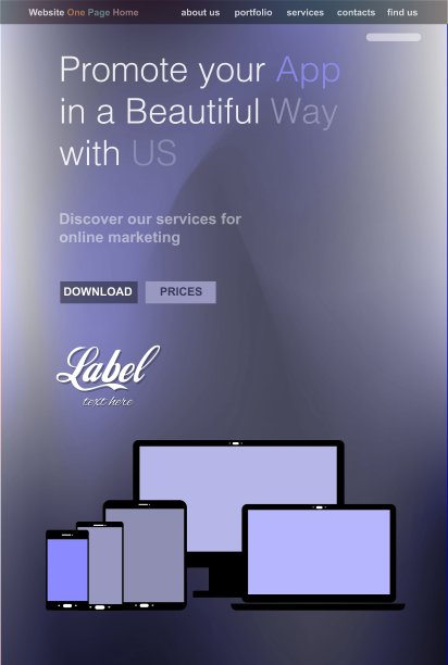 一页清晰现代网站模板的应用程序图片下载