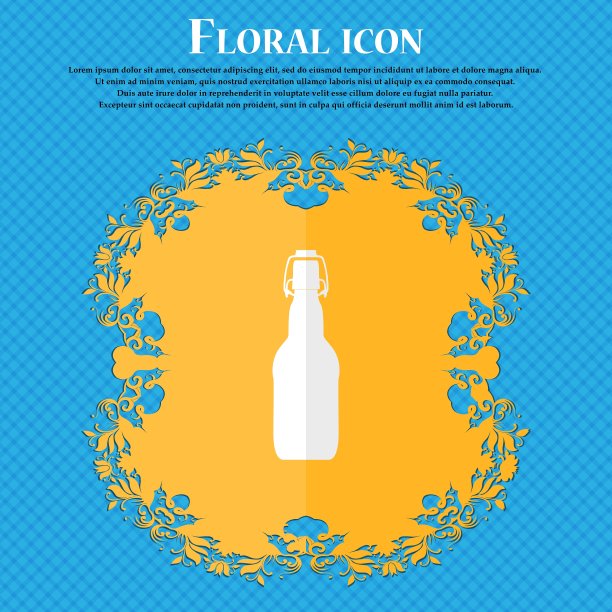 瓶花平面设计上的蓝色抽象图片下载