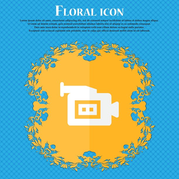 蓝色上的花卉平面设计图片下载