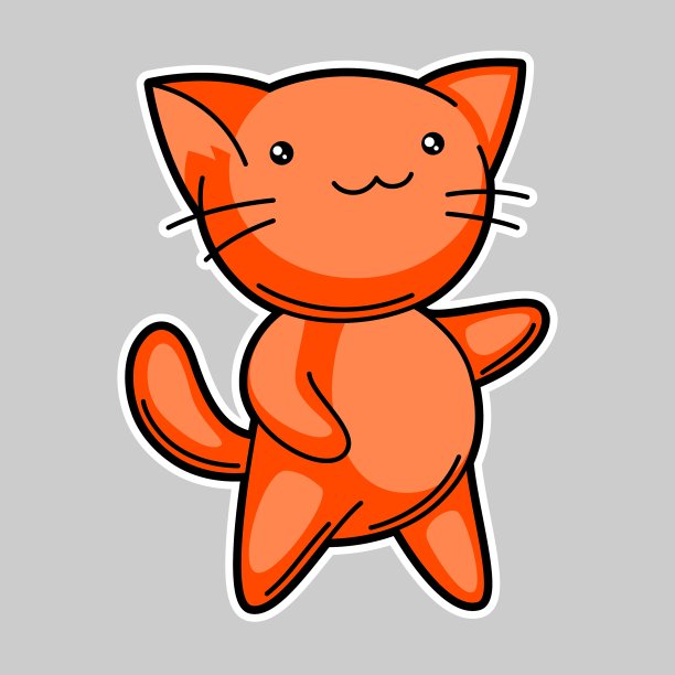 可爱可爱的红猫贴纸的乐趣图片下载