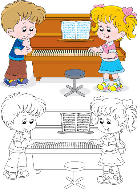 孩子们弹钢琴图片下载