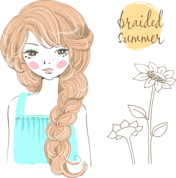 梳着辫子的美丽浪漫的女孩图片下载