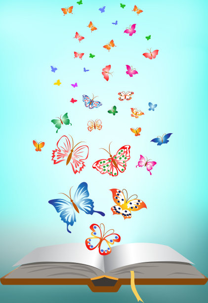 蝴蝶绕着书飞来飞去图片下载