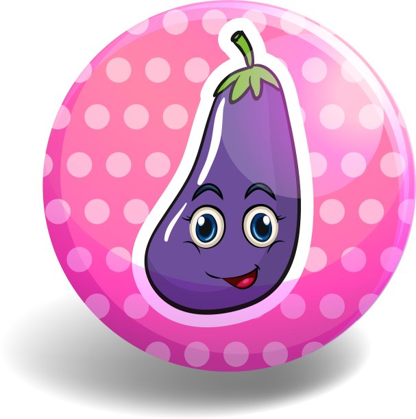 紫色的茄子，粉红色的徽章图片下载