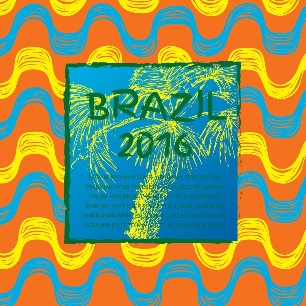 伊帕内玛海滩图案旗帜与手掌图片下载