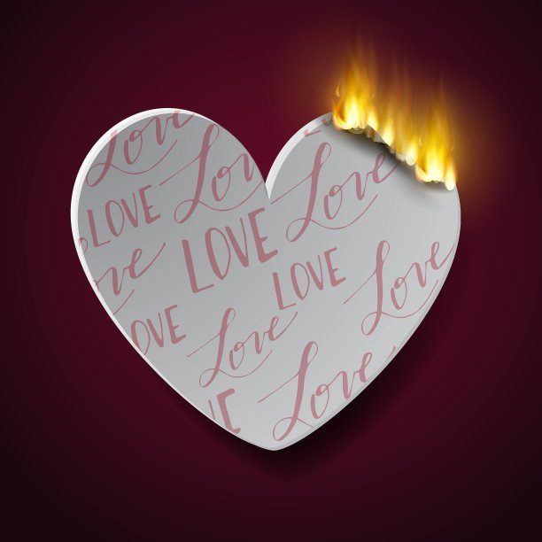 燃烧paperc心图片下载