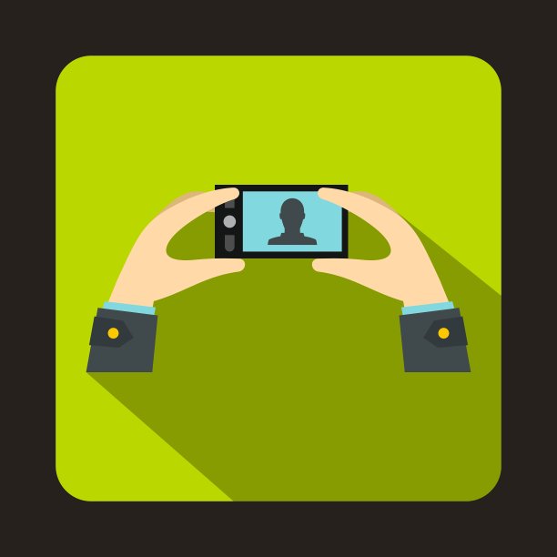 手拿着一个带有照片图标的手机图片下载