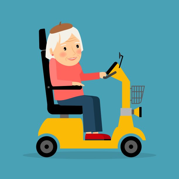 老妇人骑着电动踏板车图片下载