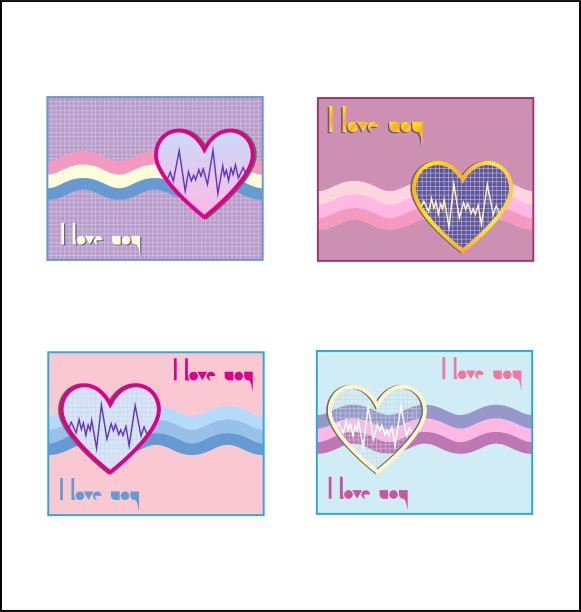 卡片心脏与心电图图片下载