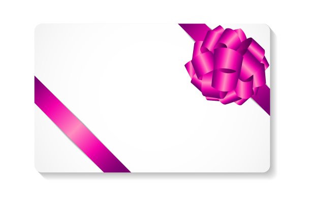 礼品卡与蝴蝶结和丝带图片下载