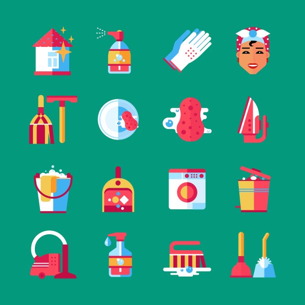 家政清洁平面图标设置图片下载