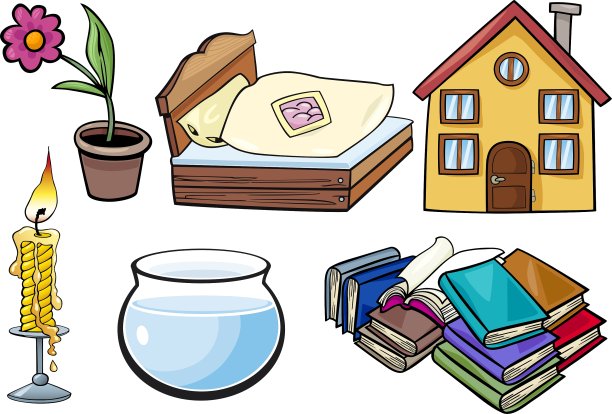 家居用品卡通套装图片下载