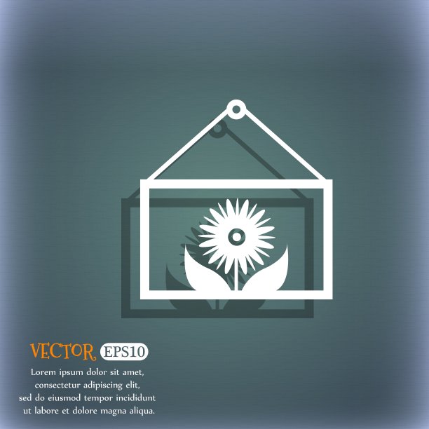 框架与花图标标志上的蓝绿色图片下载