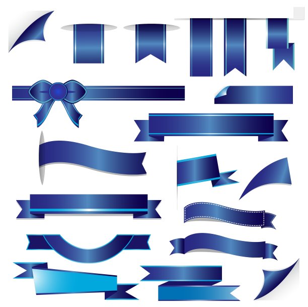 蓝色丝带孤立在白色背景上图片下载