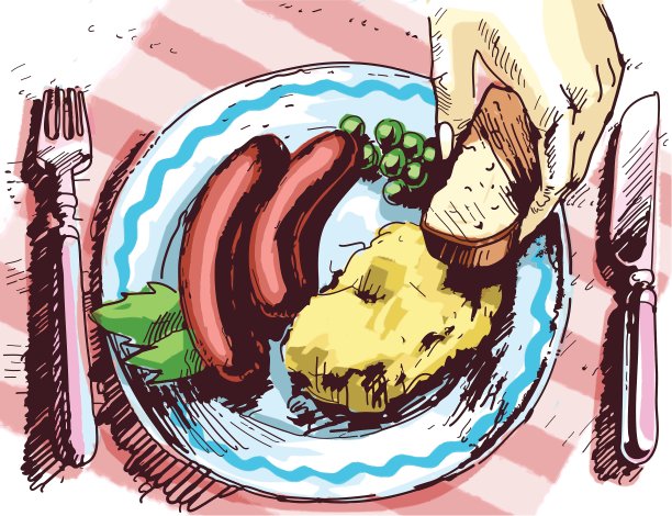 午餐吃两根香肠图片下载