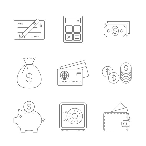 金融图标线条图片下载