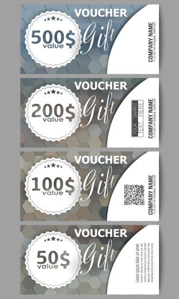 一套现代礼品券模板多边形图片下载