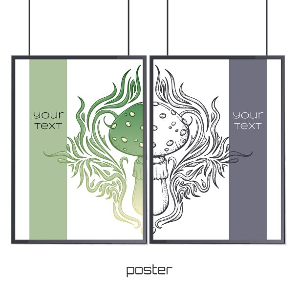 框架中的海报抽象蘑菇图片下载