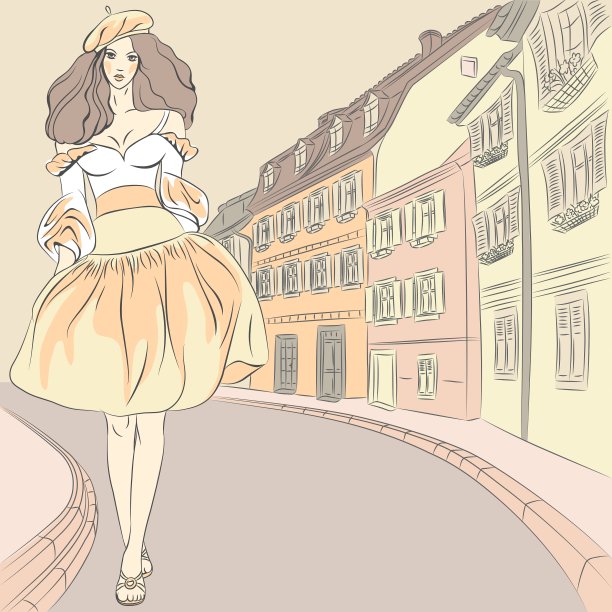 漂亮的时尚女孩穿着顶级模特的衣服图片下载